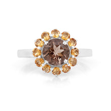 Load image into Gallery viewer, Smoky Quartz Sunflower Ring FineColorJewels best gift for girls, best gift for women, Christmas gift, dla-dm-discount-all-154898, gemstone jewelry, gift for her, Gift for Mom, gift for women, gift from daughter, Scorpio Birthstone ring, Smoky Quartz Ring, sterling silver, Sunflower jewelry, Sunflower Ring, Valentine&#39;s Day gift