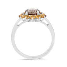 Load image into Gallery viewer, Smoky Quartz Sunflower Ring FineColorJewels best gift for girls, best gift for women, Christmas gift, dla-dm-discount-all-154898, gemstone jewelry, gift for her, Gift for Mom, gift for women, gift from daughter, Scorpio Birthstone ring, Smoky Quartz Ring, sterling silver, Sunflower jewelry, Sunflower Ring, Valentine&#39;s Day gift