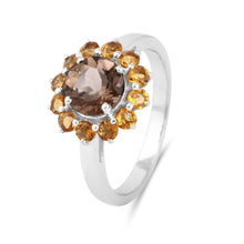 Load image into Gallery viewer, Smoky Quartz Sunflower Ring FineColorJewels best gift for girls, best gift for women, Christmas gift, dla-dm-discount-all-154898, gemstone jewelry, gift for her, Gift for Mom, gift for women, gift from daughter, Scorpio Birthstone ring, Smoky Quartz Ring, sterling silver, Sunflower jewelry, Sunflower Ring, Valentine&#39;s Day gift