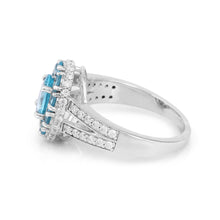 Load image into Gallery viewer, Natural Paraiba Apatite Oval Cluster Halo Ring