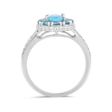 Load image into Gallery viewer, Natural Paraiba Apatite Oval Cluster Halo Ring