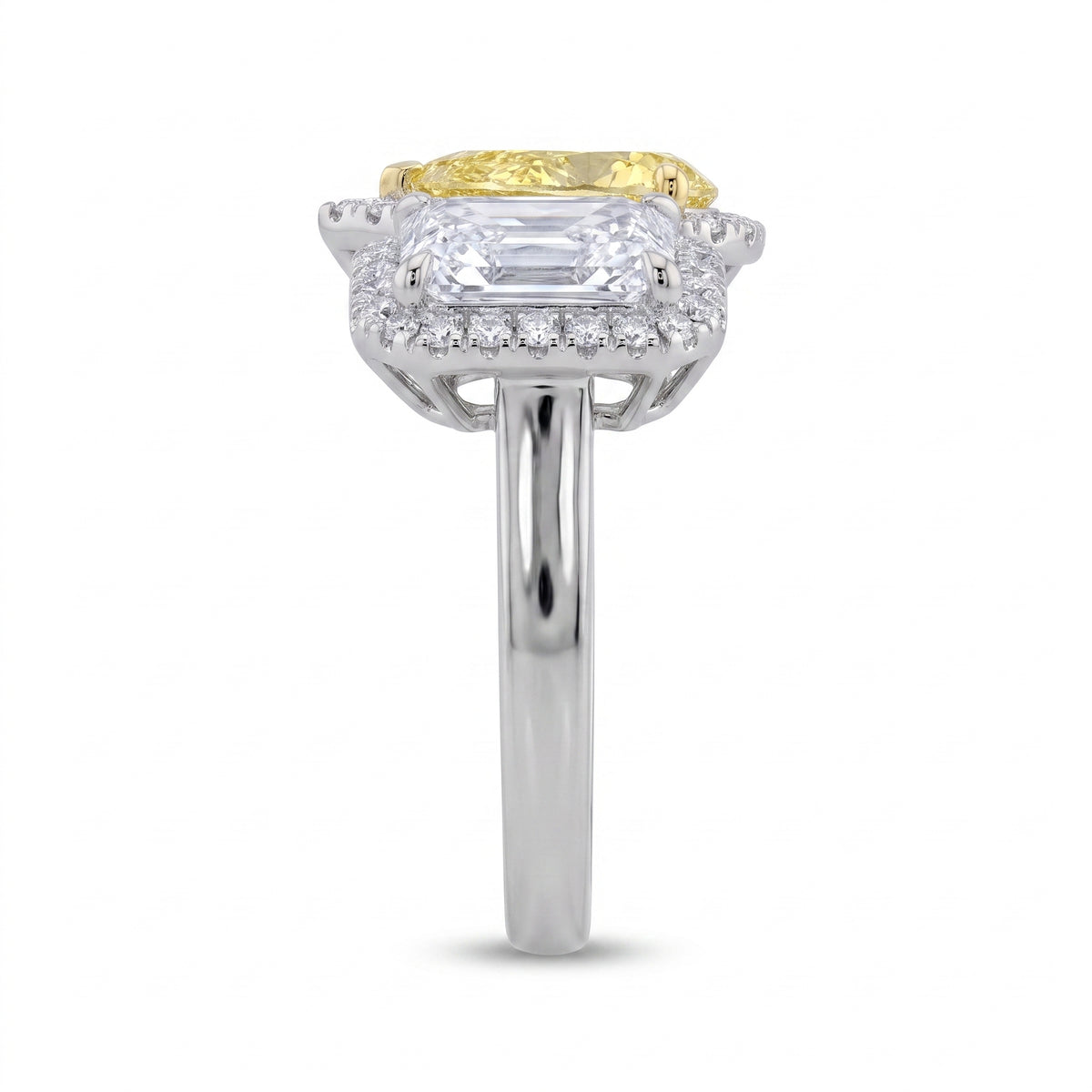 3Cttw Radiant Shaped Lab Grown Diamond (F/VVS) Toi et Moi Fashion Engagement Ring in 14K Gold
