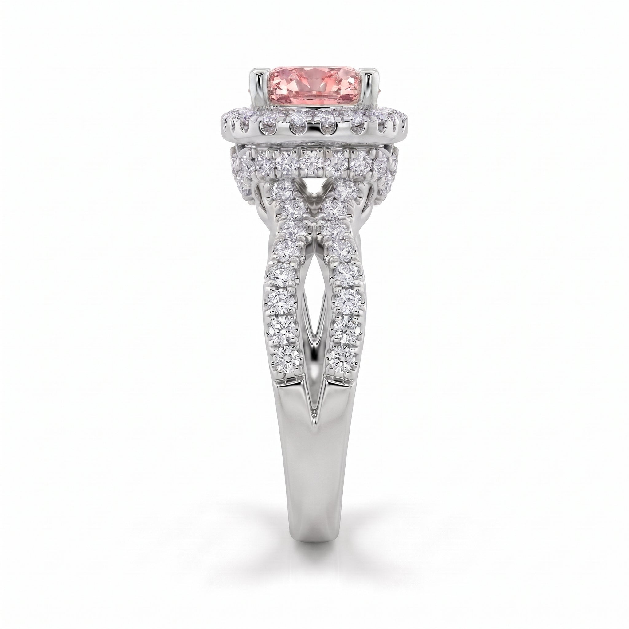 2Cttw Cushion Shaped Pink Lab Grown Diamond (F/VS) Engagement Ring in 14K Gold