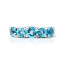 Load image into Gallery viewer, Natural Blue Paraiba Apatite Five Stone Ring, 5 stone promise ring, nature paraiba promise ring, sterling silver ring