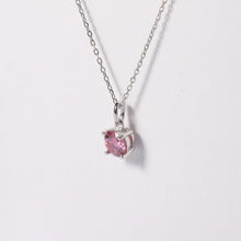 Load image into Gallery viewer, Pink Moissanite Solitiare Necklace moissanite necklace moissanite pendant affordable jewelry gemstone jewelry minimalist pendant minimalist necklace pink gemstone solitaire pink Princess necklace - FineColorJewels