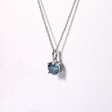 Load image into Gallery viewer, Blue Solitaire Pendant Necklace Blue Minimalist Necklace Certified Moissanite Necklace Blue Gemstone Jewelry Gift for Women Valentines Gift - FineColorJewels