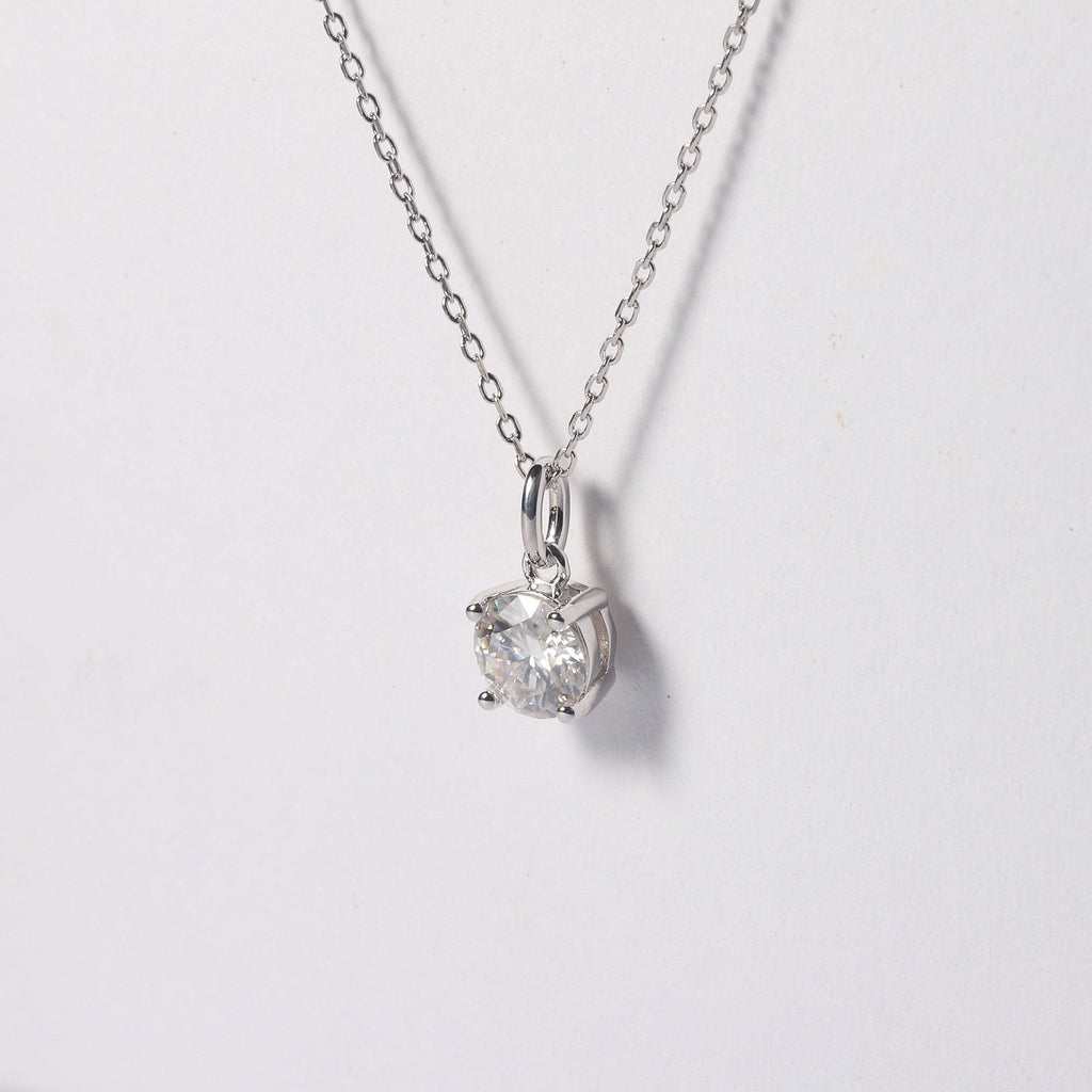 moissanite necklace white moissanite pendant necklace moissanite pendant affordable jewelry gift idea for her white gemstone gemstone jewelry white silver pendant minimalist necklace diamond necklace mothers day jewelry gift from daughter- FineColorJewels