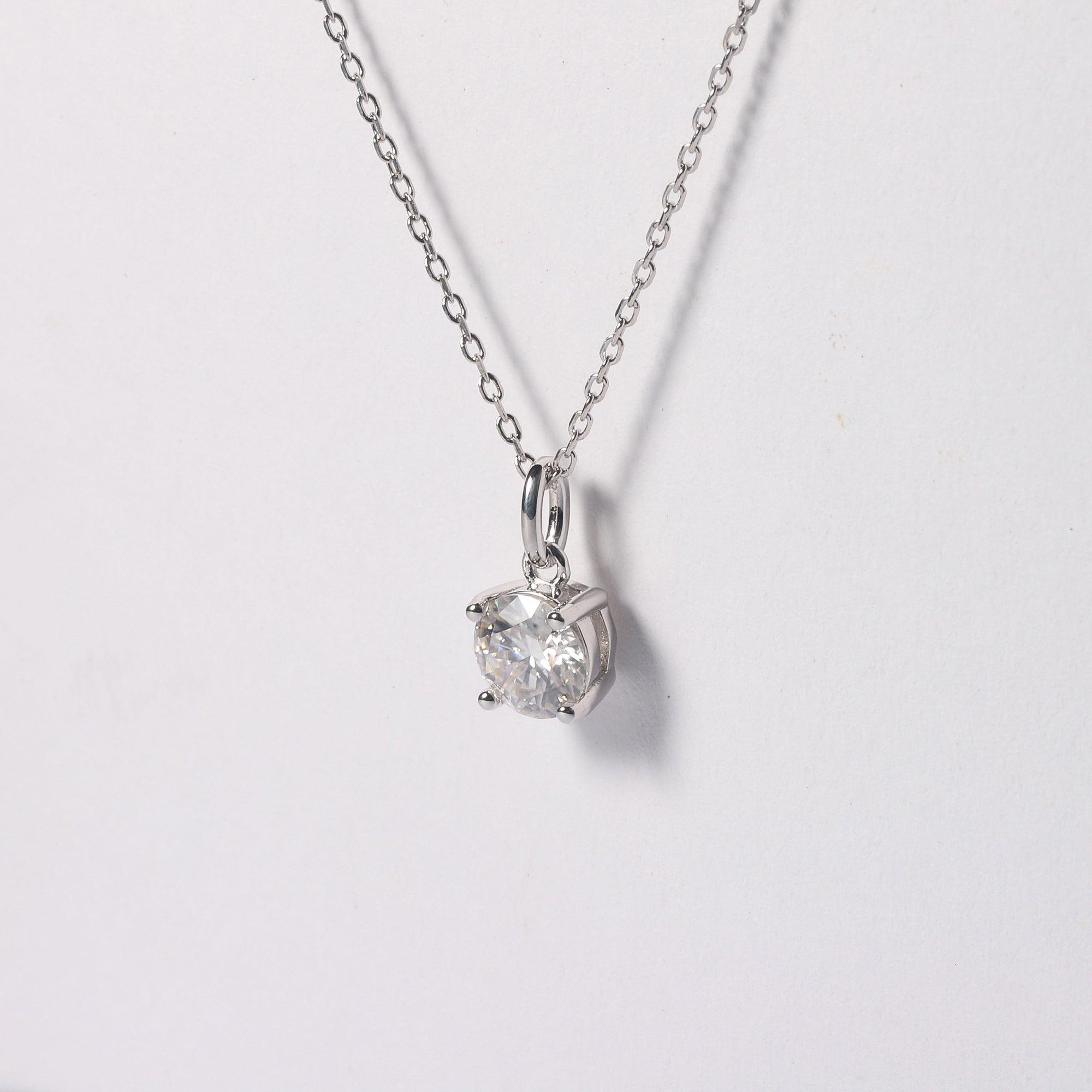 moissanite necklace white moissanite pendant necklace moissanite pendant affordable jewelry gift idea for her white gemstone gemstone jewelry white silver pendant minimalist necklace diamond necklace mothers day jewelry gift from daughter- FineColorJewels