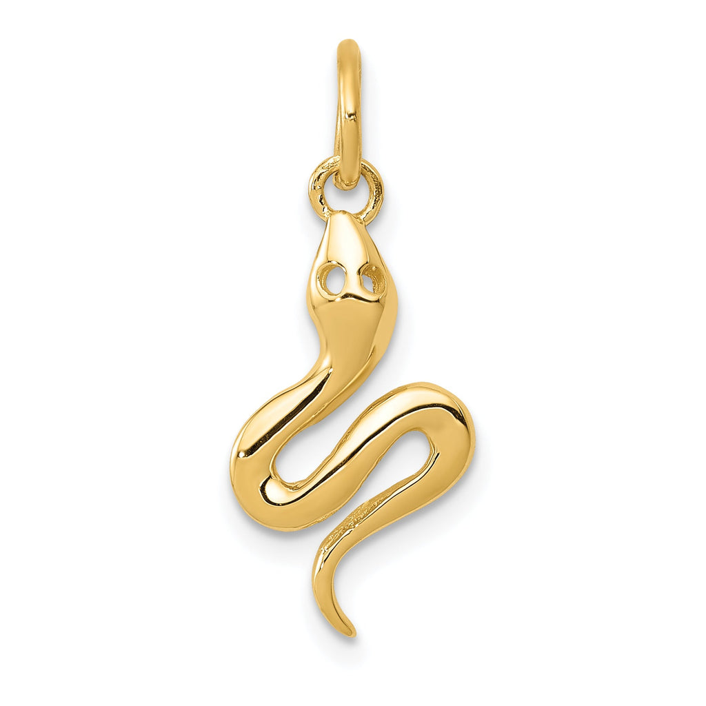 14k Gold Snake Charm Pendant