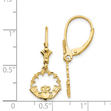Load image into Gallery viewer, 14K Claddagh in Circle Drop &amp; Dangle Earring Fine Color Jewels affordable real gold earrings, best first mothers day gift, claddagh earrings, Drop Earrings, drop earrings gold, first mothers day gift ideas, first mothers day gift ideas from husband, first time mothers day gifts, gold claddagh earrings, gold Jewelry, irish claddagh earrings, Mother&#39;s Day Gift Ideas for Wife from Husband, mother&#39;s day gifts for first time moms, Mother&#39;s Day Gifts from Husband, QG