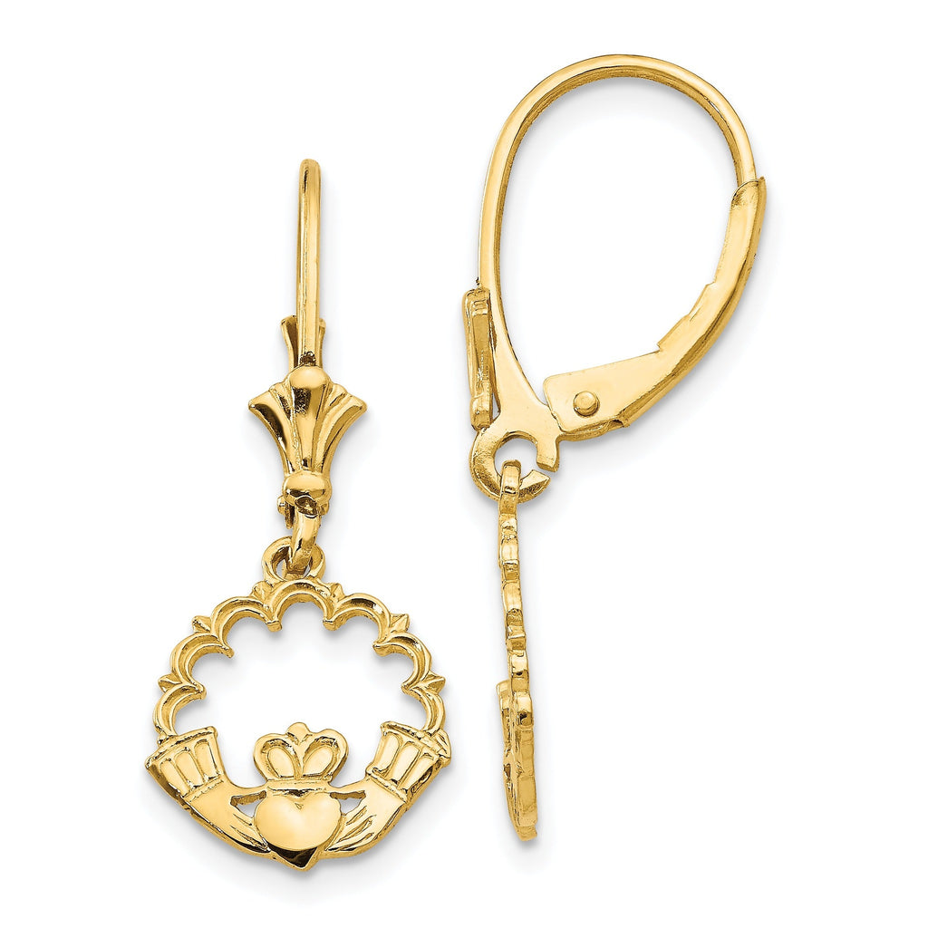 14K Claddagh in Circle Drop & Dangle Earring Fine Color Jewels affordable real gold earrings, best first mothers day gift, claddagh earrings, Drop Earrings, drop earrings gold, first mothers day gift ideas, first mothers day gift ideas from husband, first time mothers day gifts, gold claddagh earrings, gold Jewelry, irish claddagh earrings, Mother's Day Gift Ideas for Wife from Husband, mother's day gifts for first time moms, Mother's Day Gifts from Husband, QG