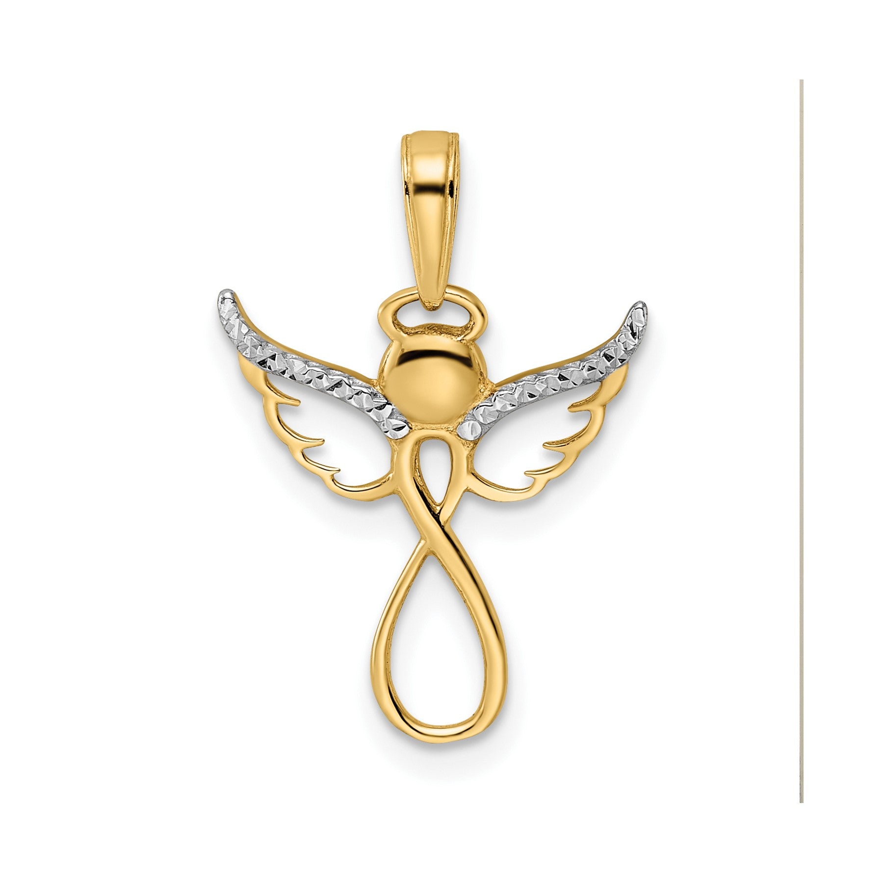 14K Gold Infinity Guardian Angel Pendant