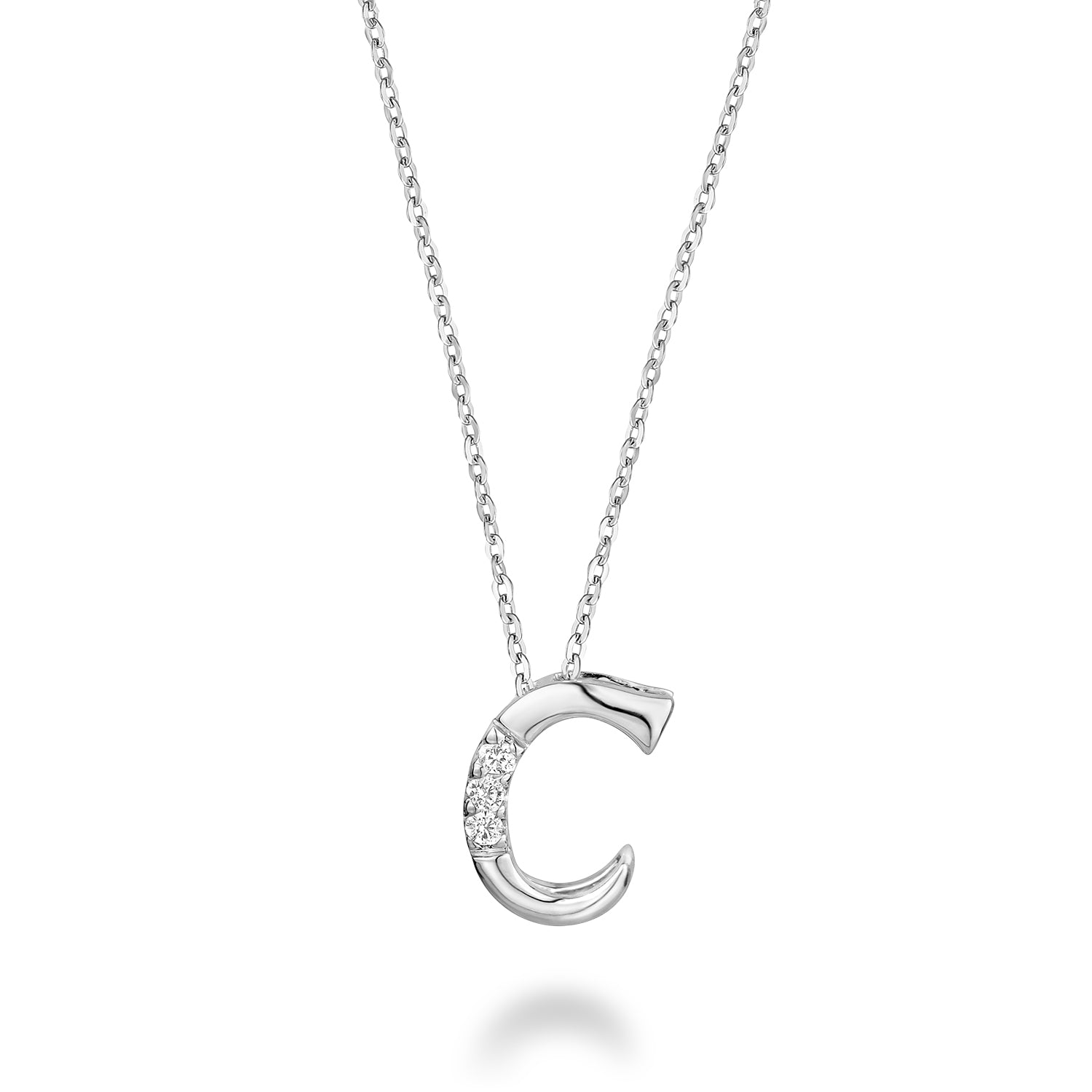 Product Image of Mini Diamond Initials Necklace C Letter White Gold