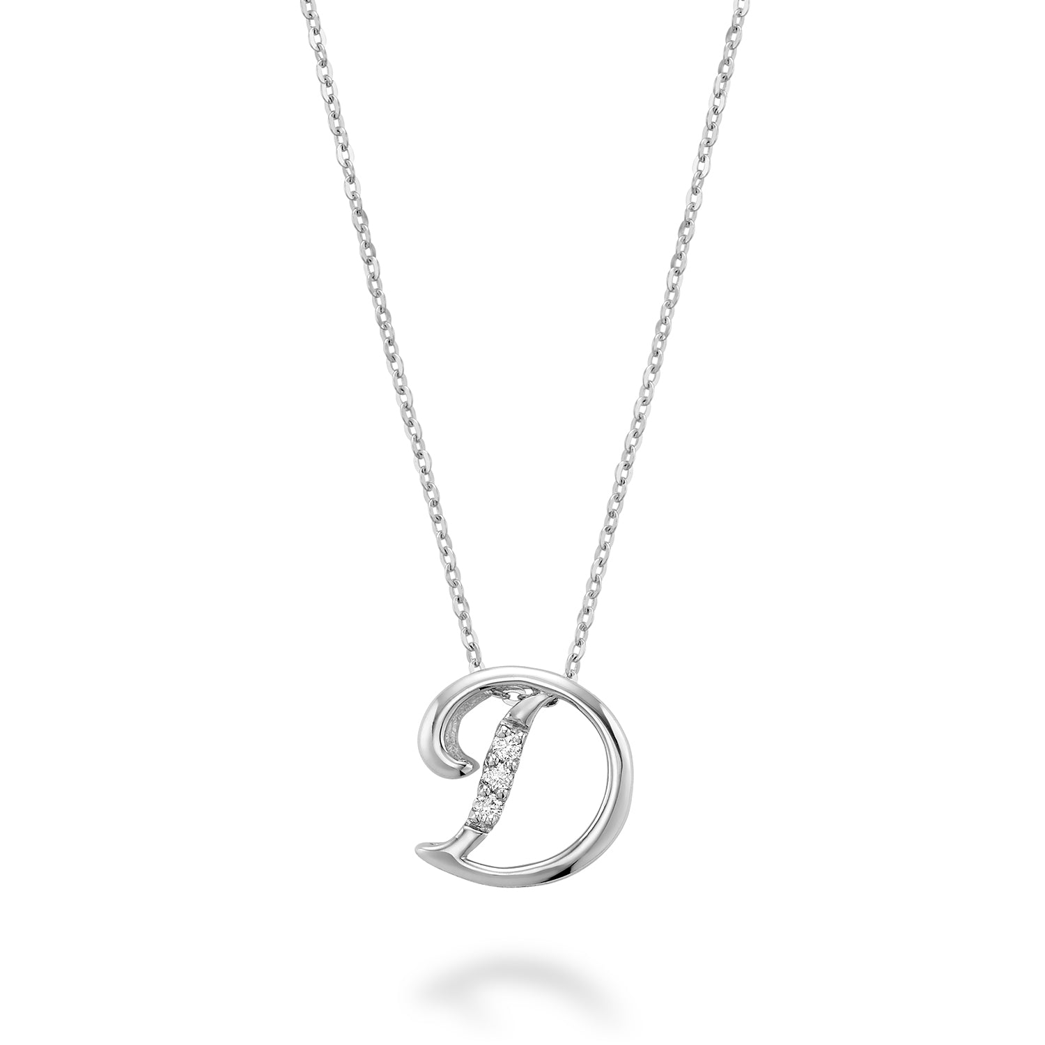 Product Image of Mini Diamond Initials Necklace D Letter White Gold
