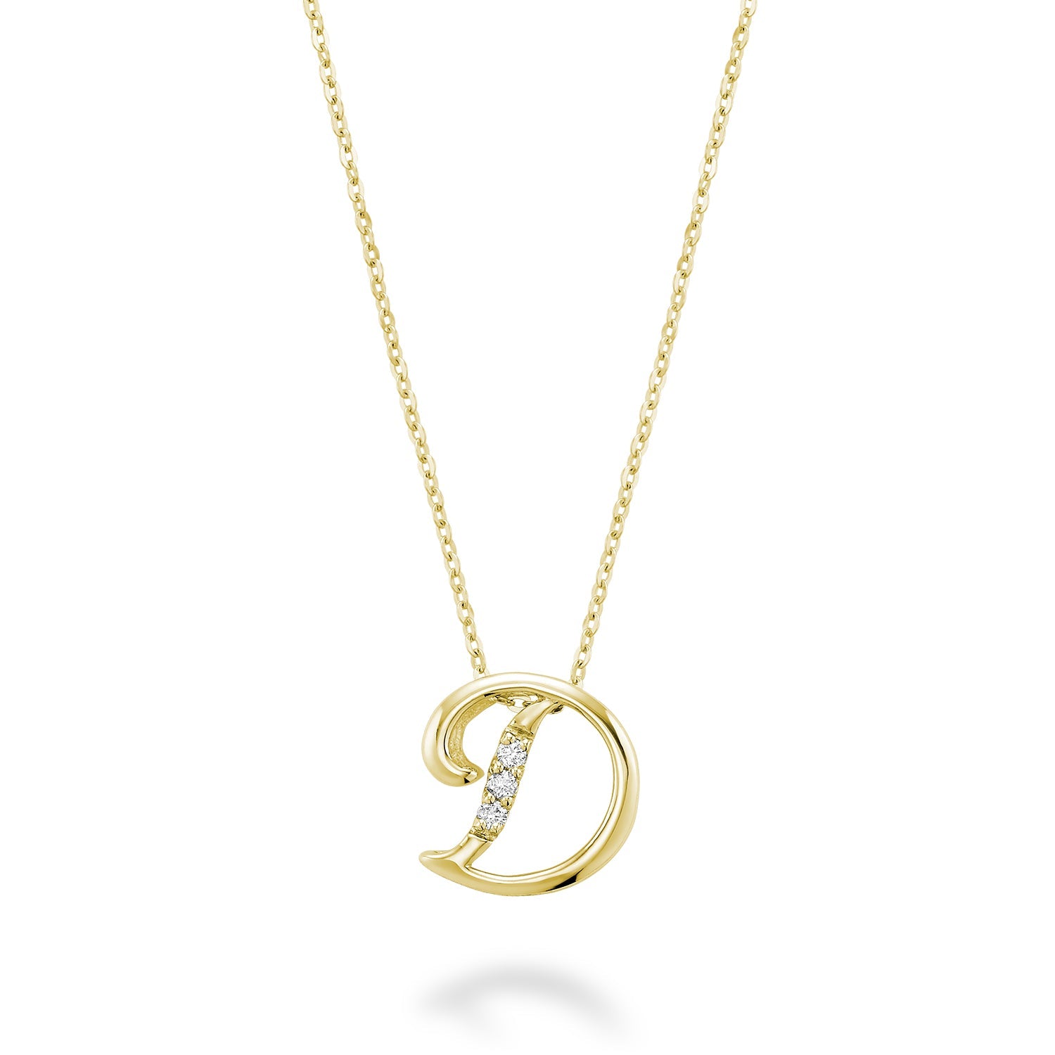 Product Image of Mini Diamond Initials Necklace D Letter Yellow Gold
