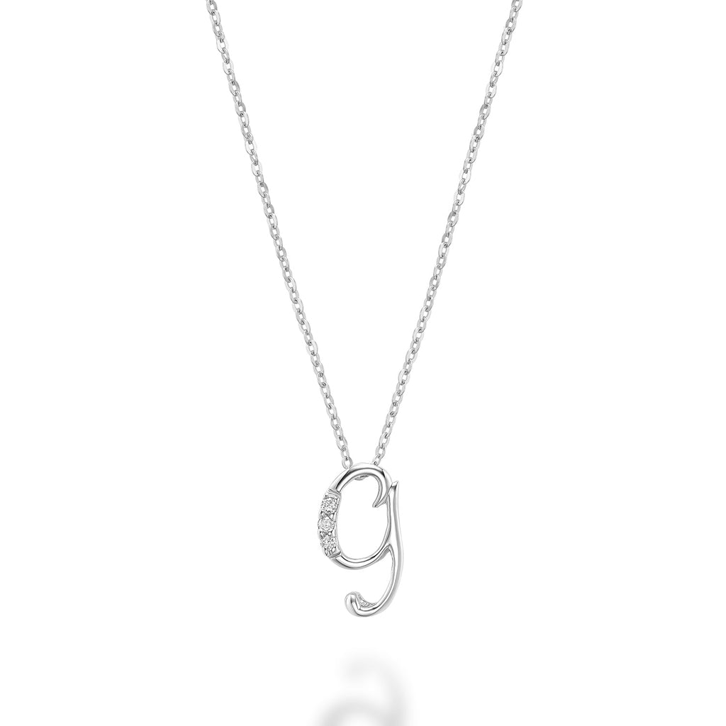Product Image of Mini Diamond Initials Necklace G Letter White Gold
