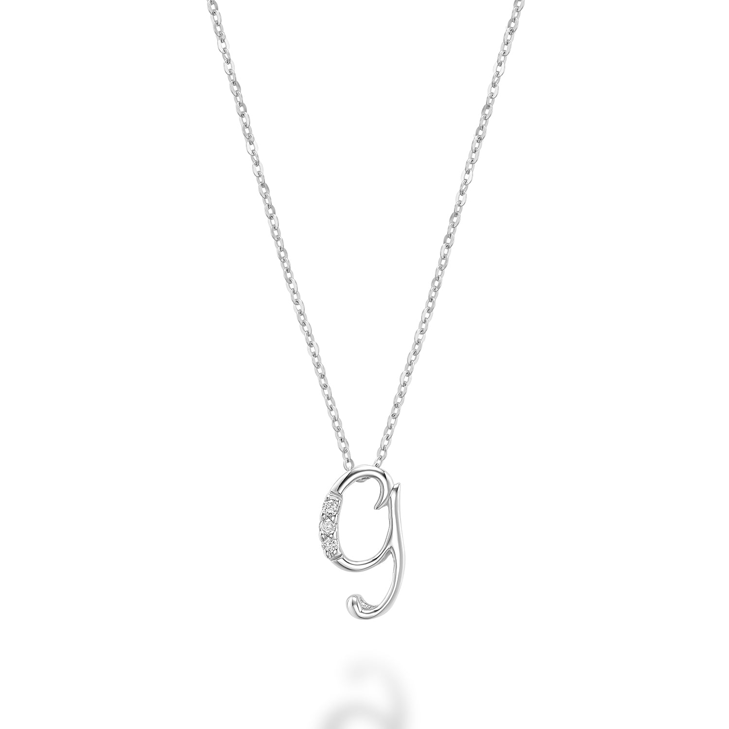 Product Image of Mini Diamond Initials Necklace G Letter White Gold