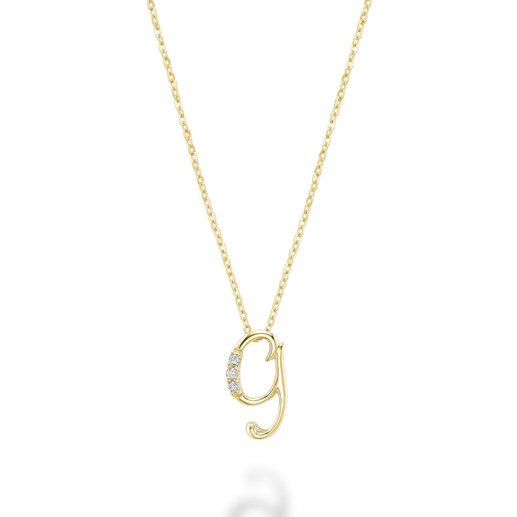 Product Image of Mini Diamond Initials Necklace G Letter Yellow Gold