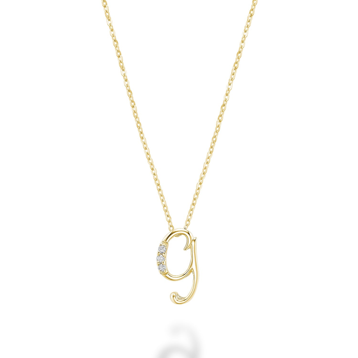 Product Image of Mini Diamond Initials Necklace G Letter Yellow Gold