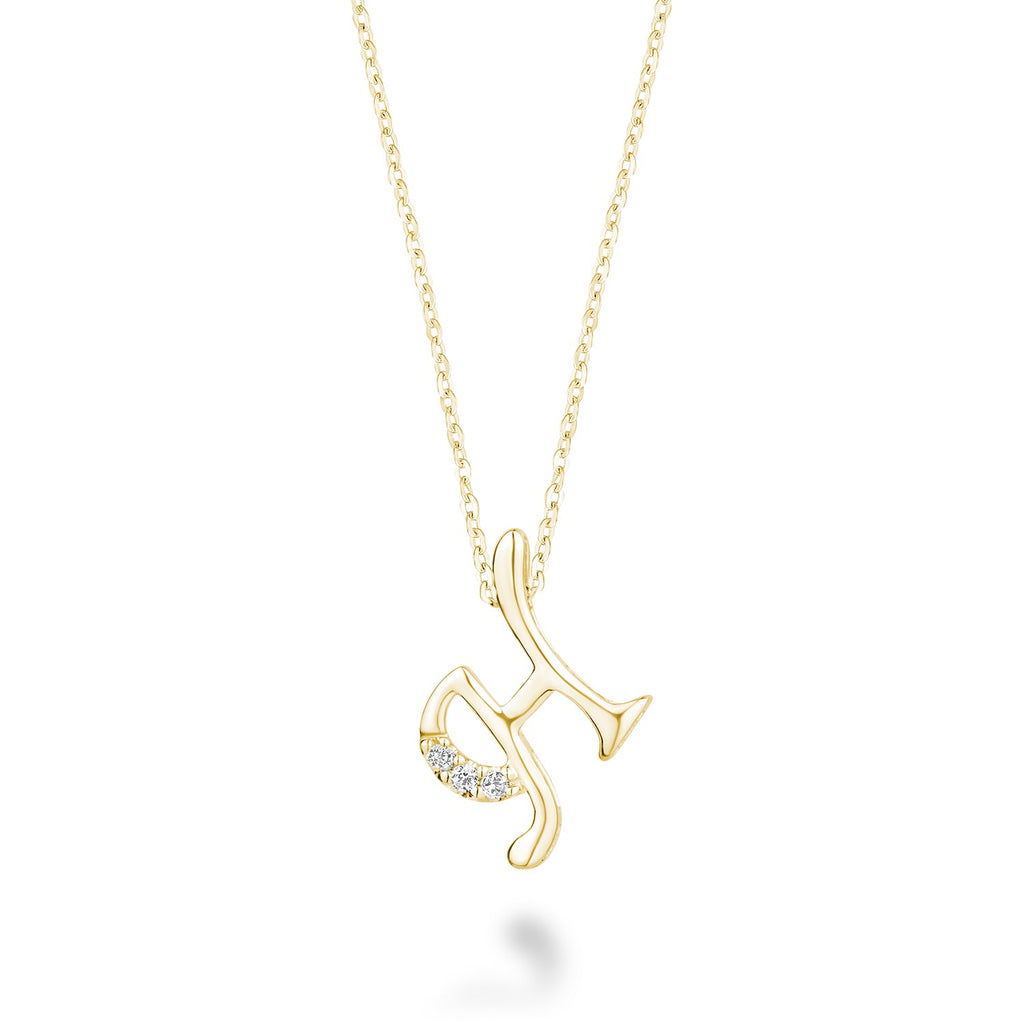 Product Image of Mini Diamond Initials Necklace H Letter Yellow Gold