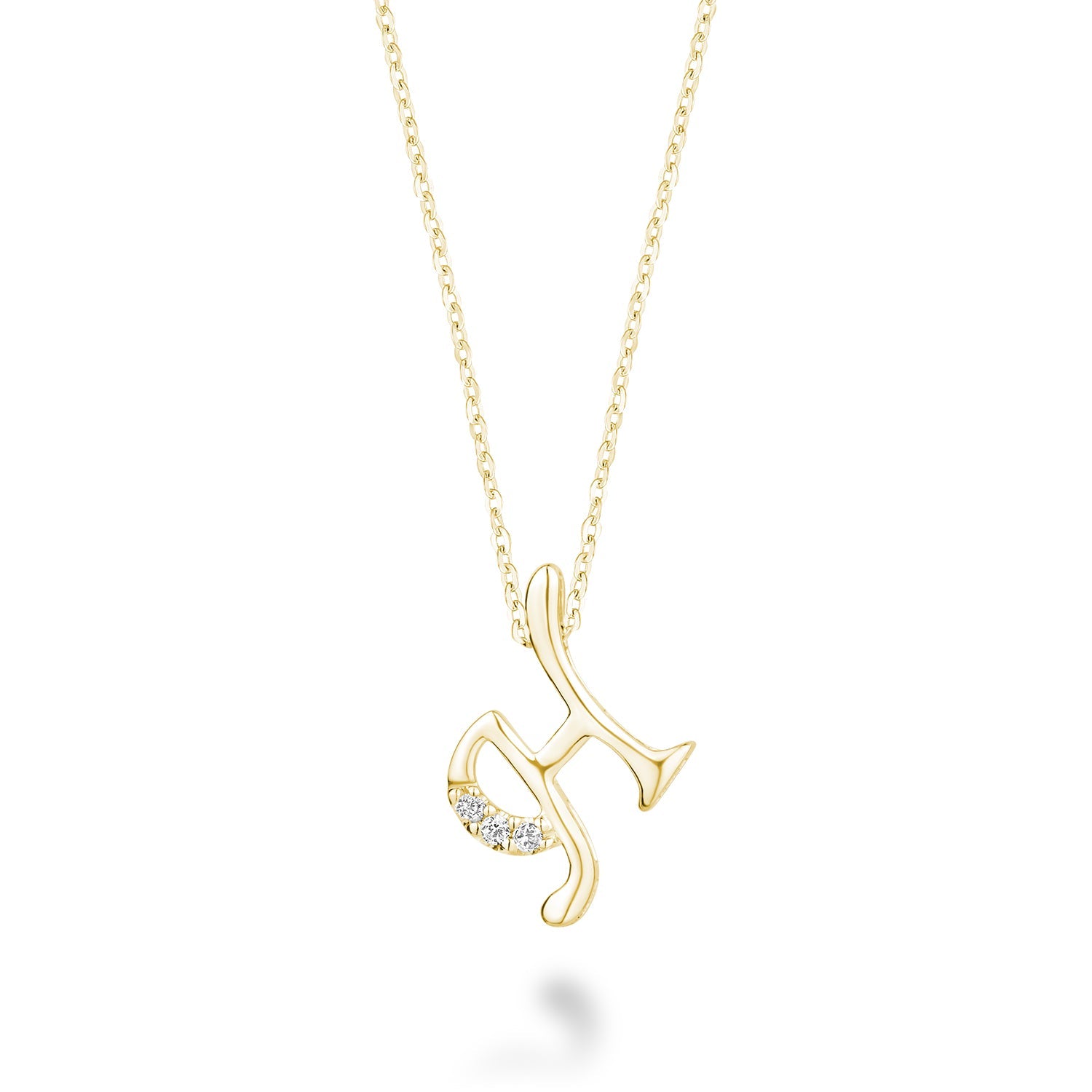 Product Image of Mini Diamond Initials Necklace H Letter Yellow Gold