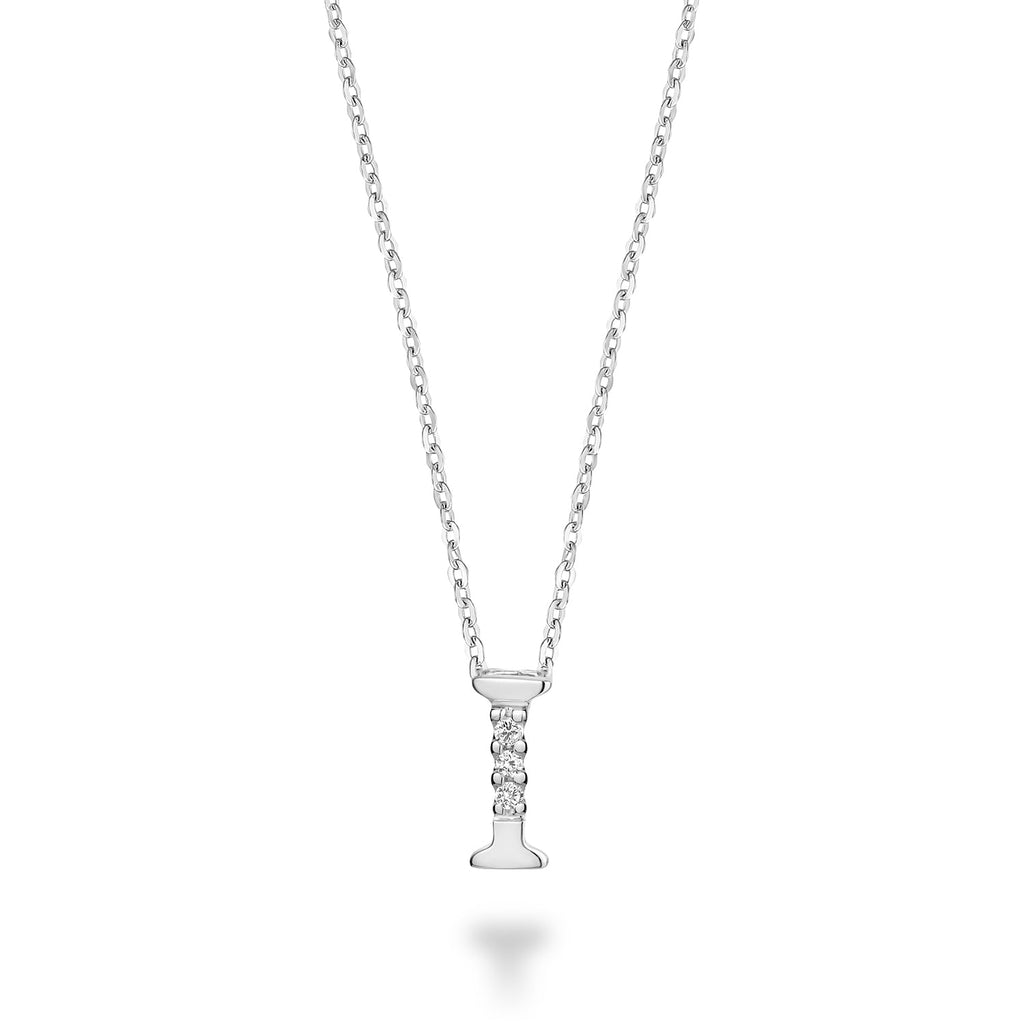 Product Image of Mini Diamond Initials Necklace I Letter White Gold