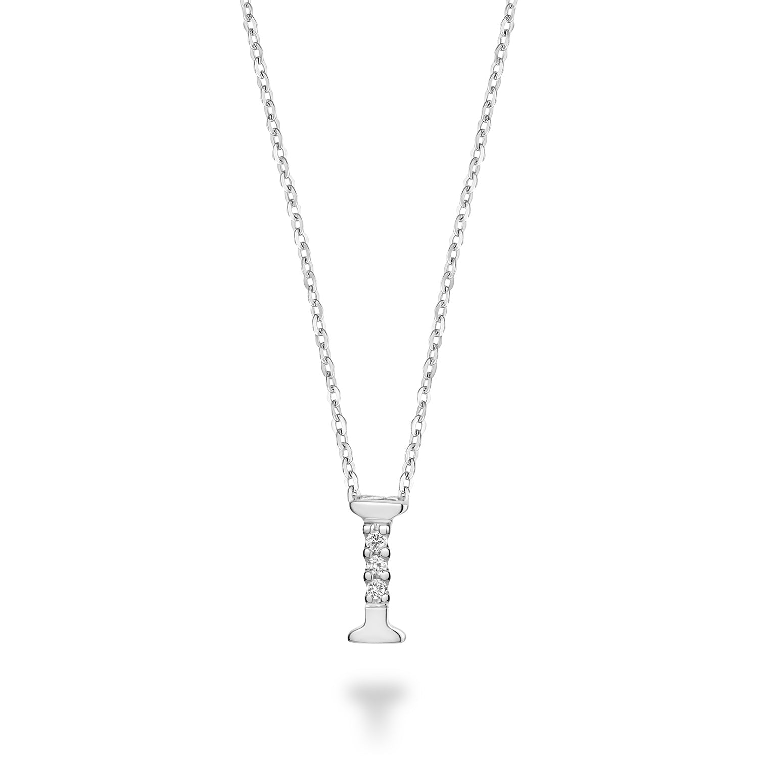 Product Image of Mini Diamond Initials Necklace I Letter White Gold