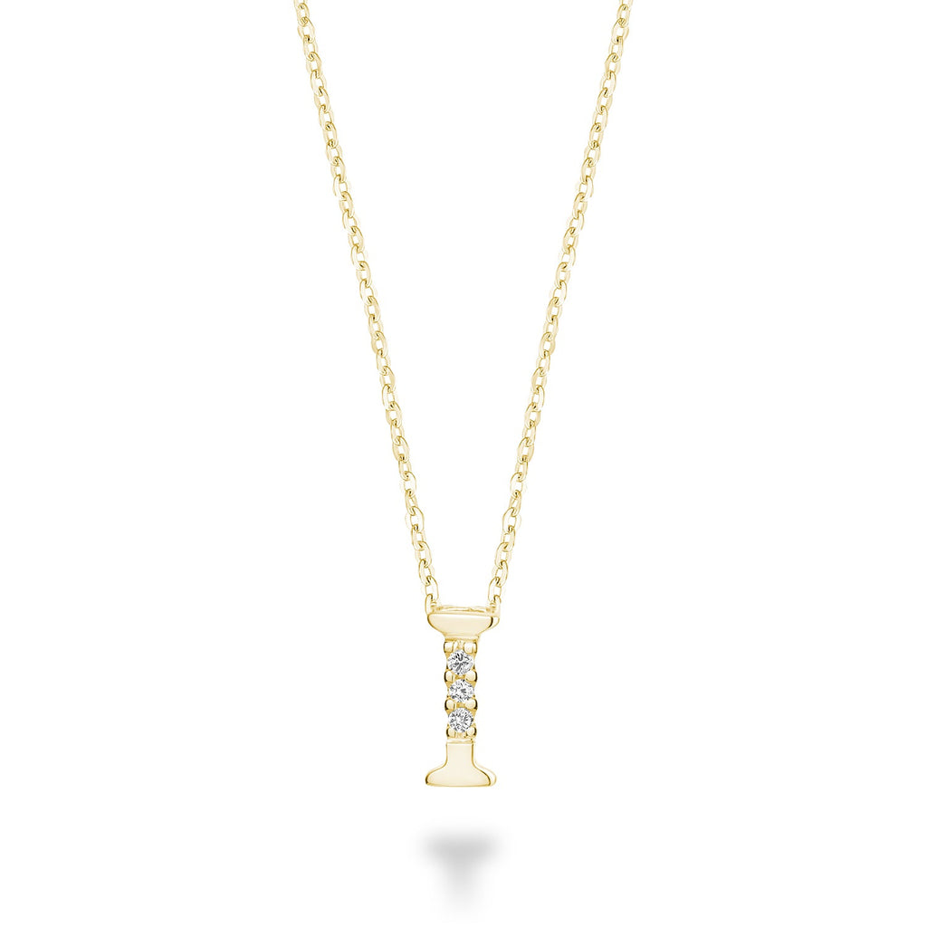 Product Image of Mini Diamond Initials Necklace I Letter Yellow Gold