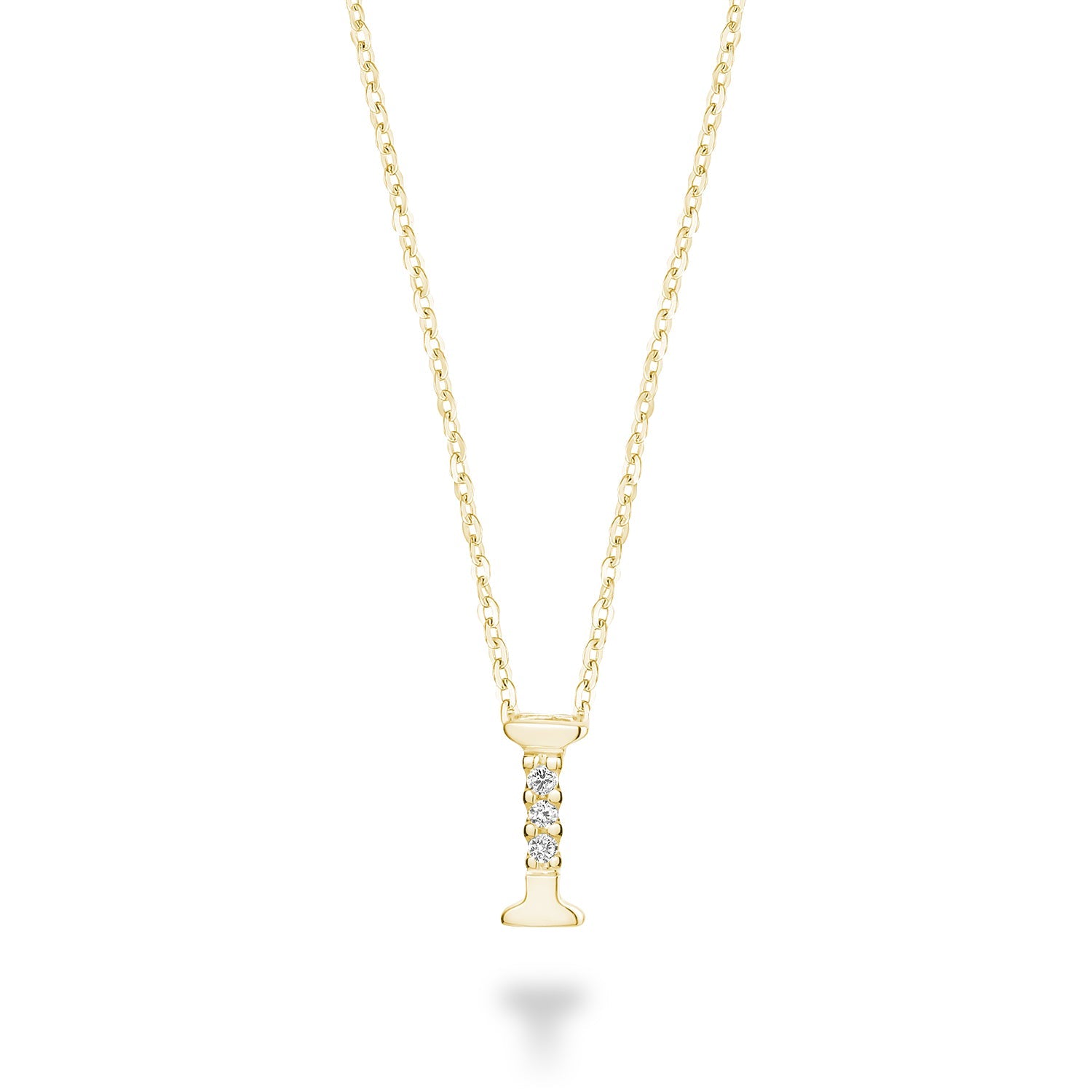 Product Image of Mini Diamond Initials Necklace I Letter Yellow Gold