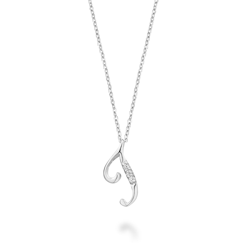 Product Image of Mini Diamond Initials Necklace J Letter White Gold