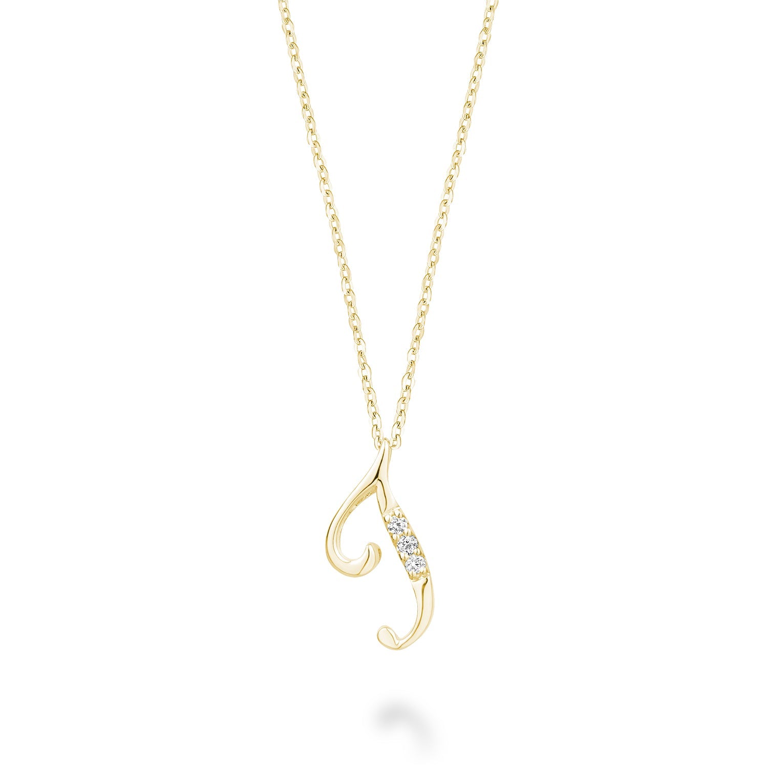 Product Image of Mini Diamond Initials Necklace J Letter Yellow Gold
