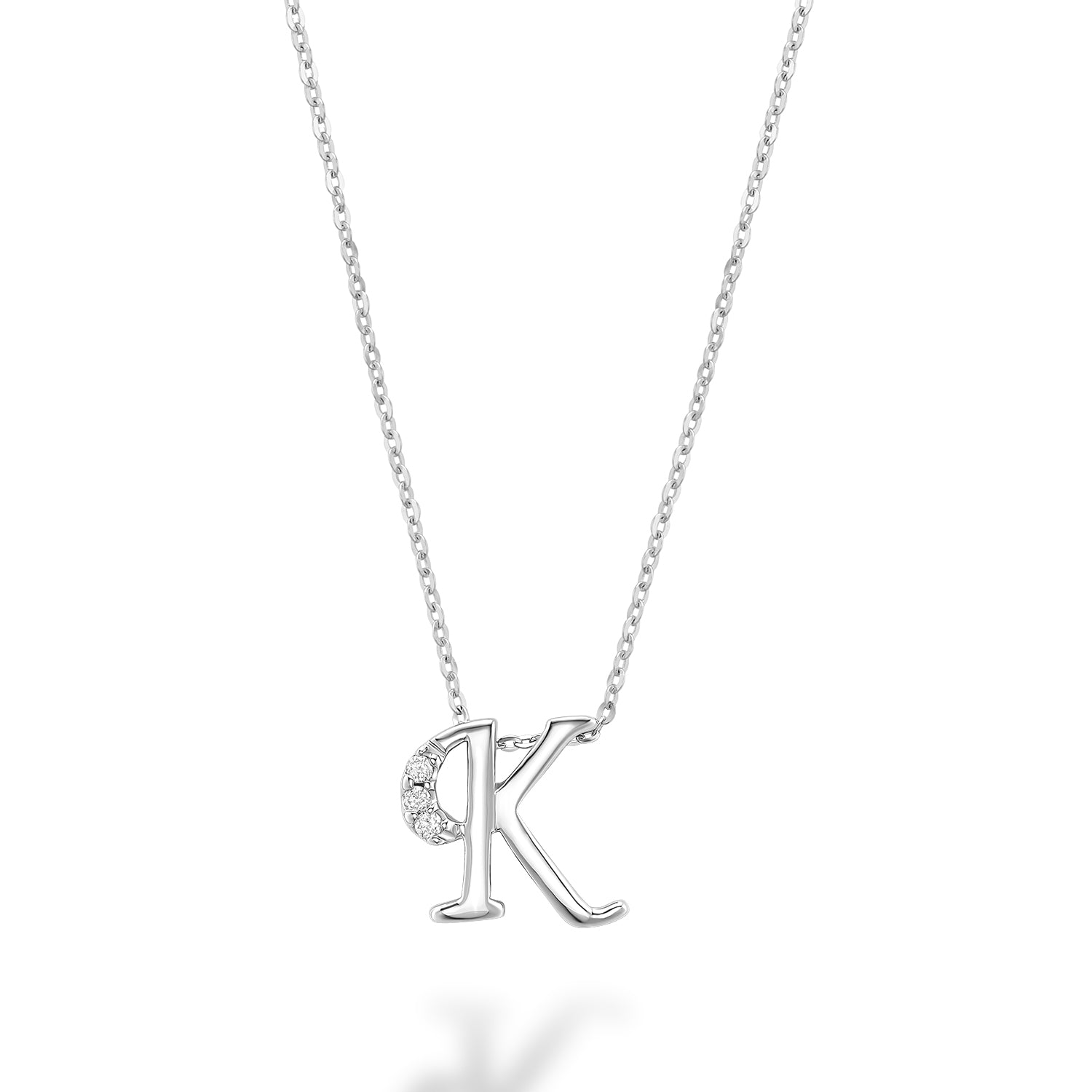 Product Image of Mini Diamond Initials Necklace K Letter White Gold