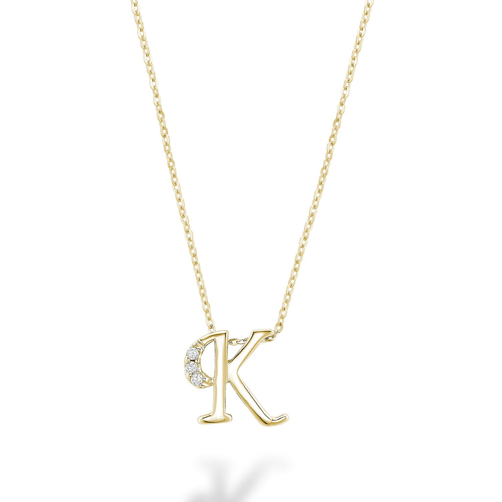 Product Image of Mini Diamond Initials Necklace K Letter Yellow Gold