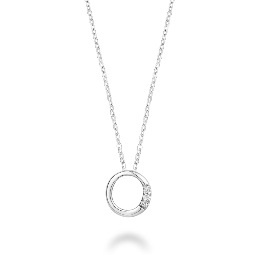 Product Image of Mini Diamond Initials Necklace O Letter White Gold