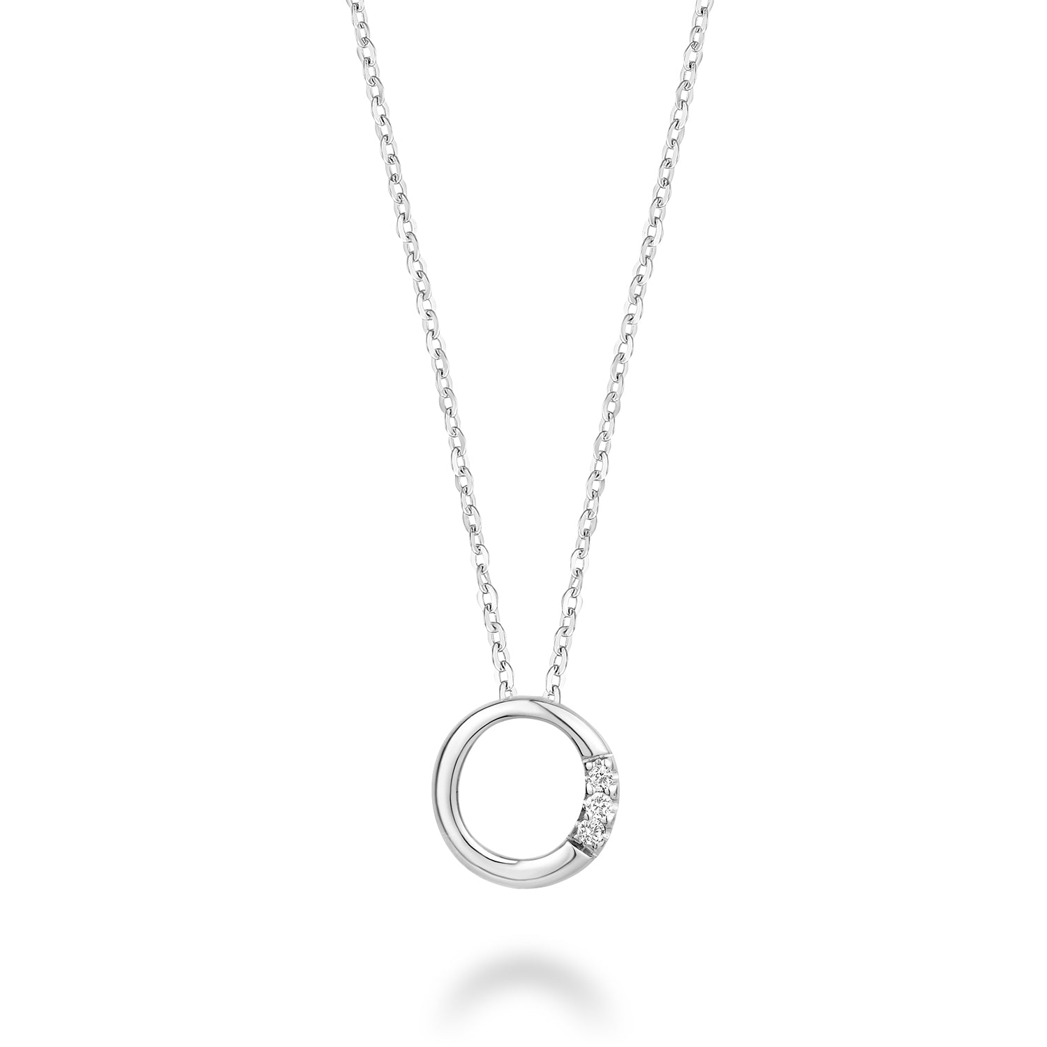 Product Image of Mini Diamond Initials Necklace O Letter White Gold