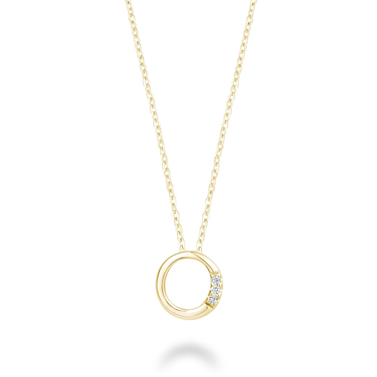 Product Image of Mini Diamond Initials Necklace O Letter Yellow Gold