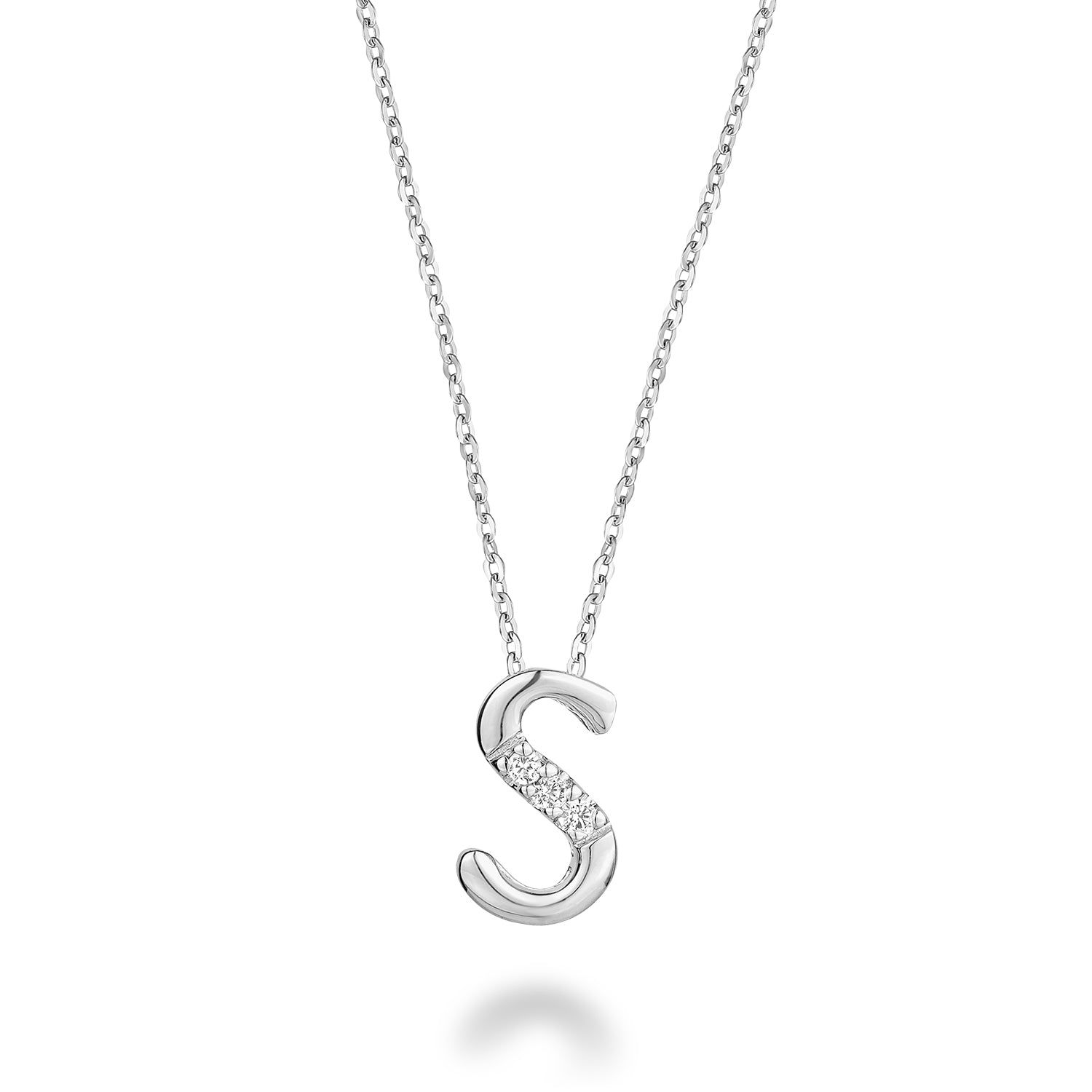 Product Image of Mini Diamond Initials Necklace S Letter White Gold
