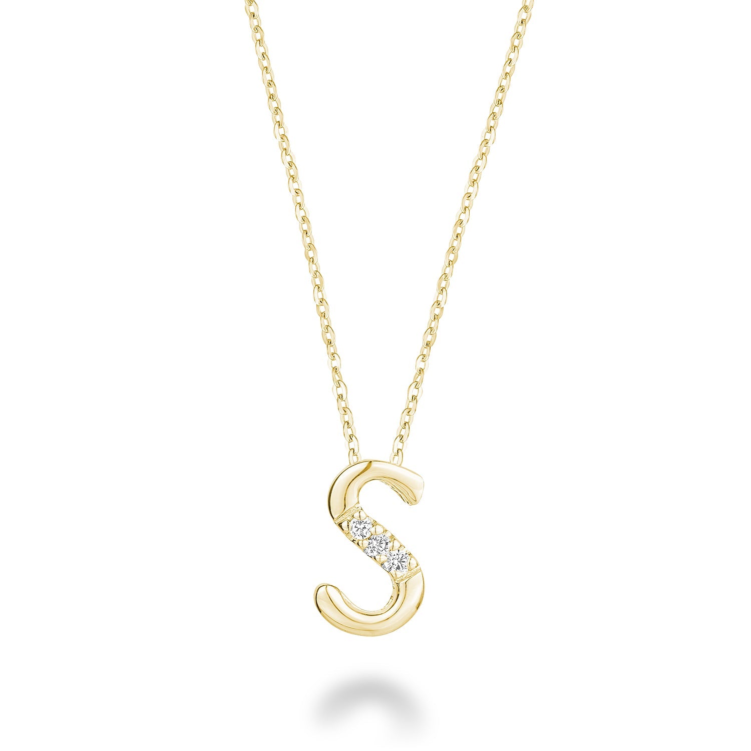 Product Image of Mini Diamond Initials Necklace S Letter Yellow Gold