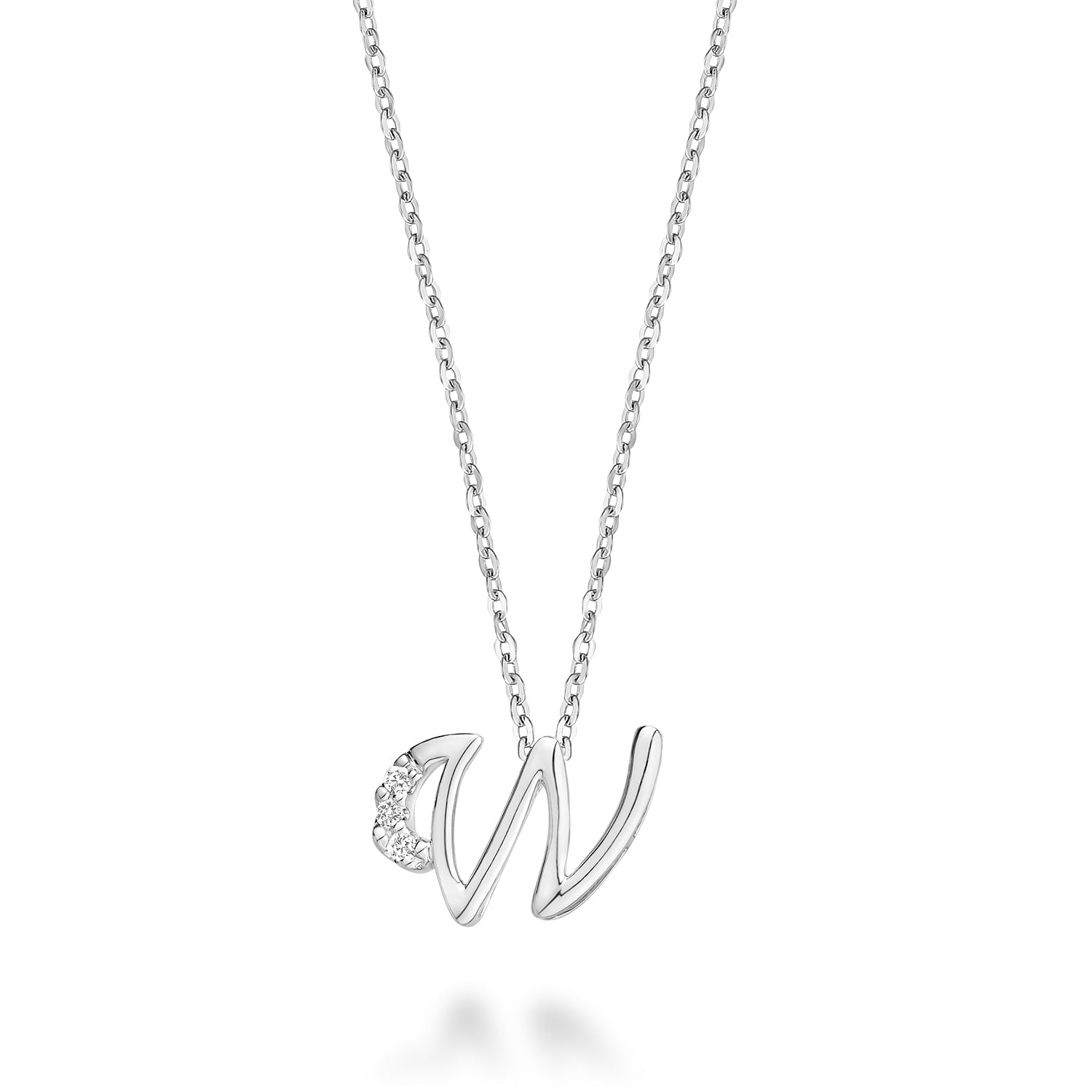 Product Image of Mini Diamond Initials Necklace W Letter White Gold