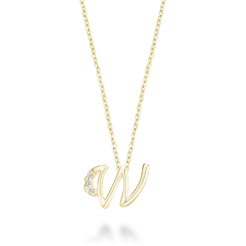 Product Image of Mini Diamond Initials Necklace W Letter Yellow Gold
