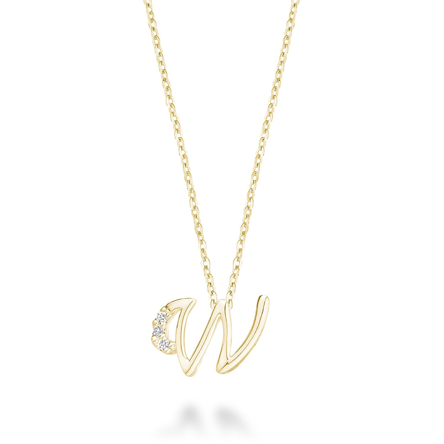 Product Image of Mini Diamond Initials Necklace W Letter Yellow Gold