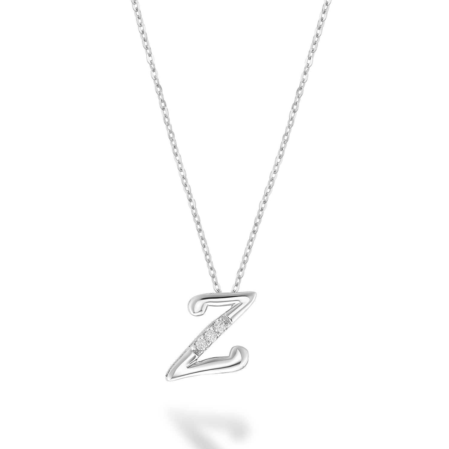 Product Image of Mini Diamond Initials Necklace Z Letter White Gold