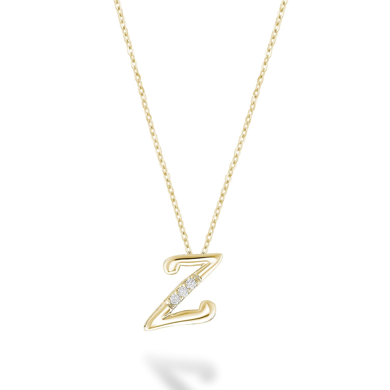 Product Image of Mini Diamond Initials Necklace Z Letter Yellow Gold