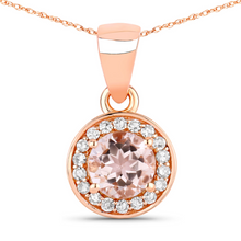 Load image into Gallery viewer, 14K Rose Gold Peach Morganite Necklace With Diamond