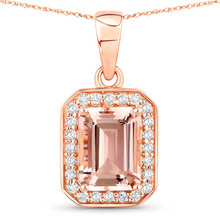 Load image into Gallery viewer, 14K Rose Gold Octagon-Shaped Halo Morganite Necklace