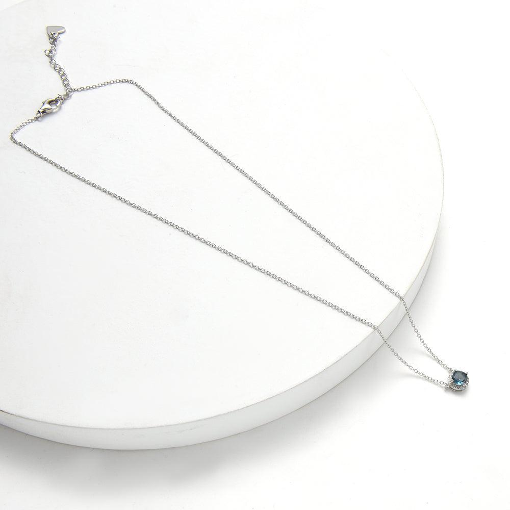 London Blue Topaz Halo Pendant Necklace - FineColorJewelsLondon blue pendant	halo style topaz	bridesmaid gift	december birthstone	engagement gift	christmas gift	gift under 50	halo style pendant	london blue topaz	work wear jewelry	minimalist jewelry	gift for teens	daily wear jewelry