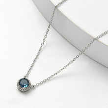 Load image into Gallery viewer, London Blue Topaz Halo Pendant Necklace - FineColorJewels