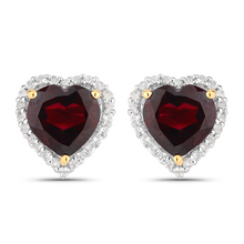 Load image into Gallery viewer, Genuine Garnet Heart Earrings