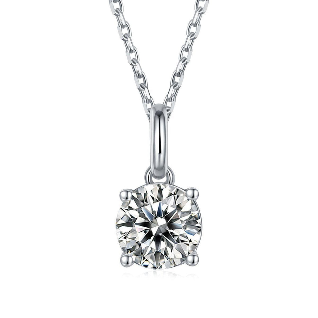 White Moissanite Solitiare Necklace - FineColorJewels