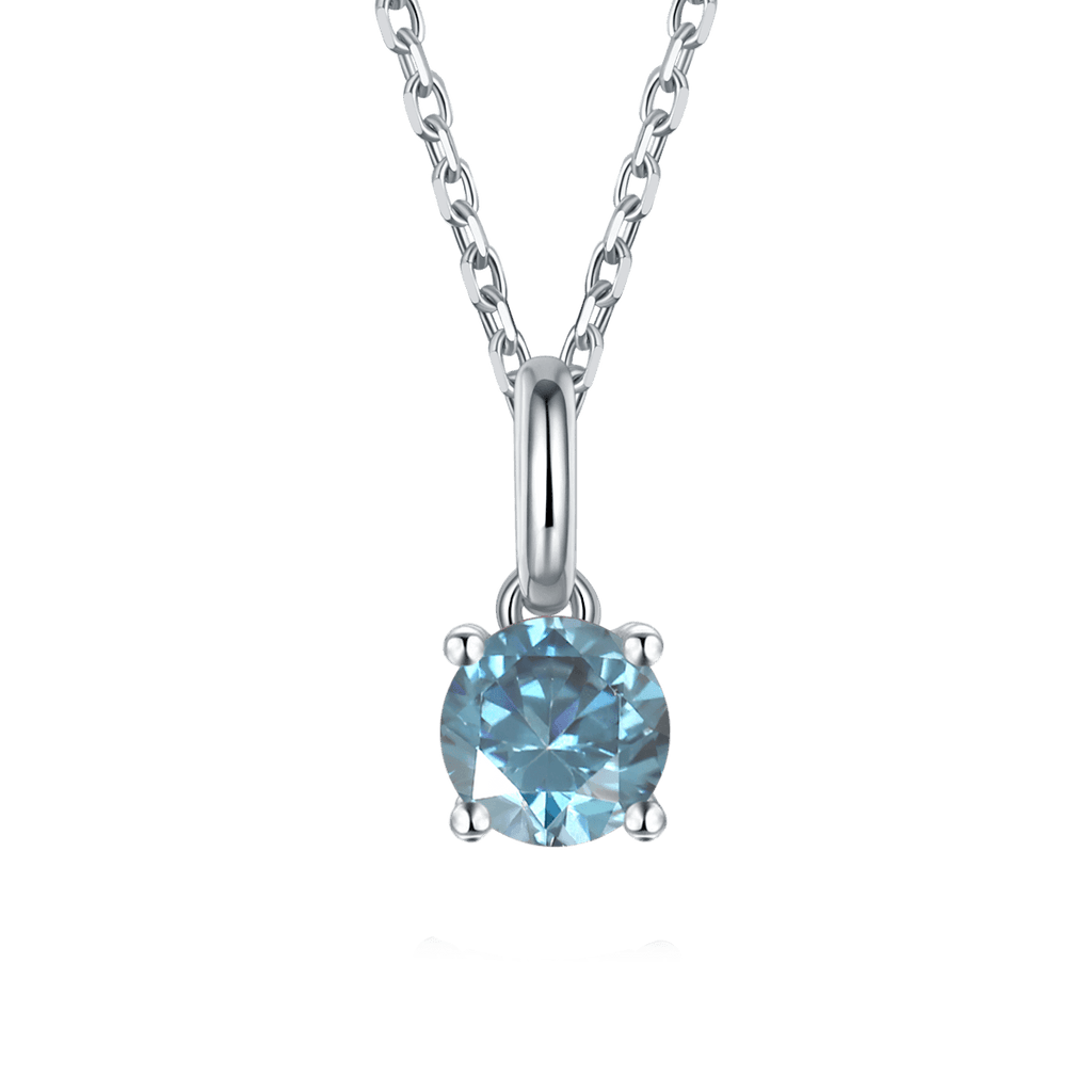 Blue Moissanite Solitiare Necklace - FineColorJewels